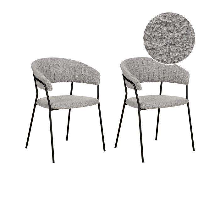 Set of 2 Boucle Dining Chairs Grey MARIPOSA