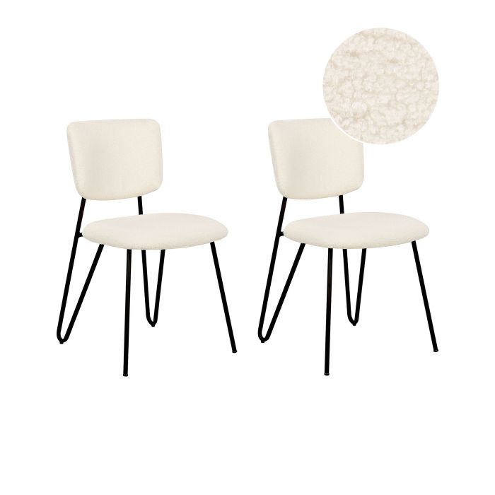 Set of 2 Boucle Dining Chairs Off-White NELKO