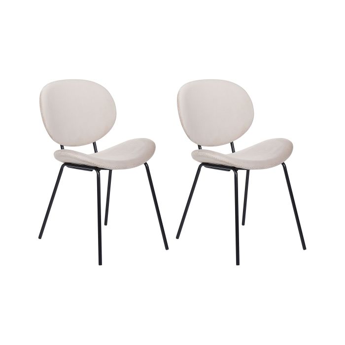 Set of 2 Velvet Dining Chairs Light Beige LUANA