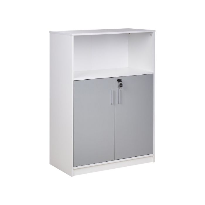 2 Door Storage Cabinet with Shelf Grey and White ZEHNA