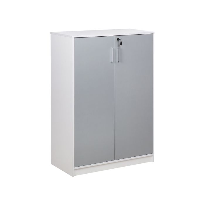 2 Door Storage Cabinet 117 cm Grey and White ZEHNA