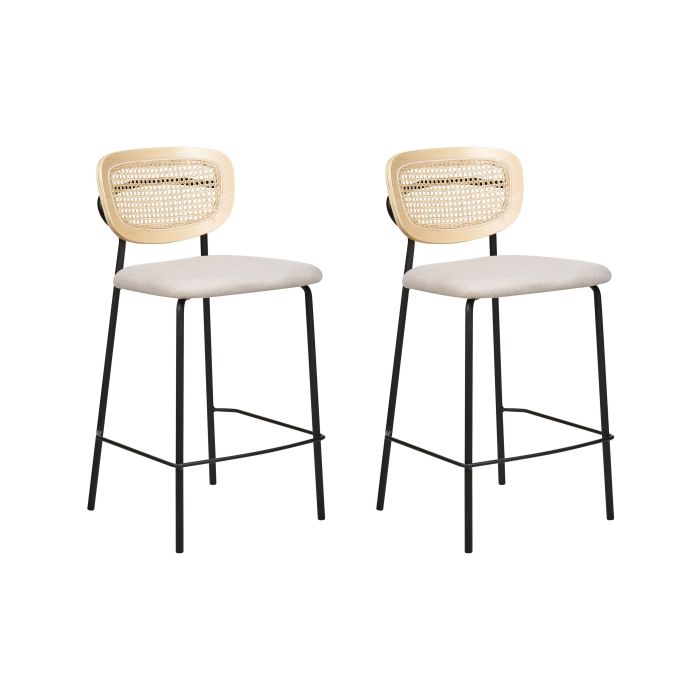 Set of 2 Fabric Bar Chairs Light Beige MAYETTA