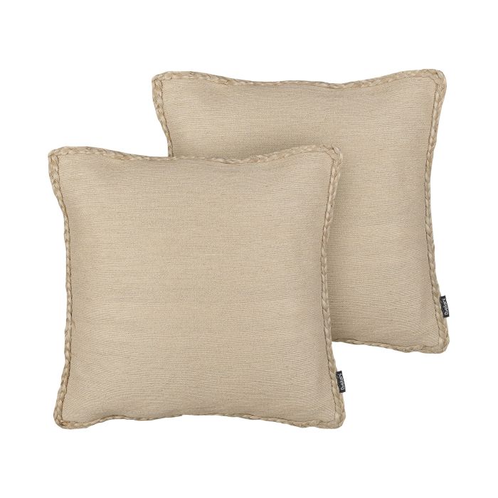 Set of 2 Jute Cushions 45x45cm Beige