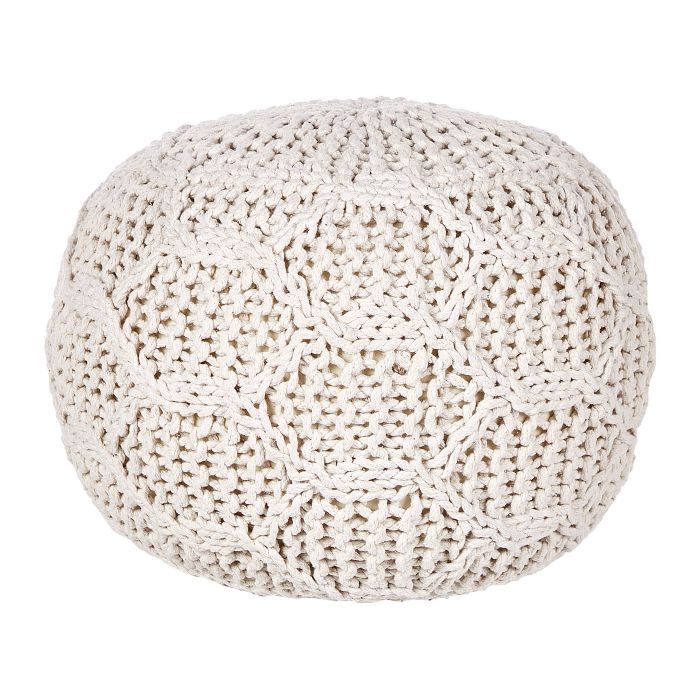 Cotton Macrame Pouffe Beige TRIMAN