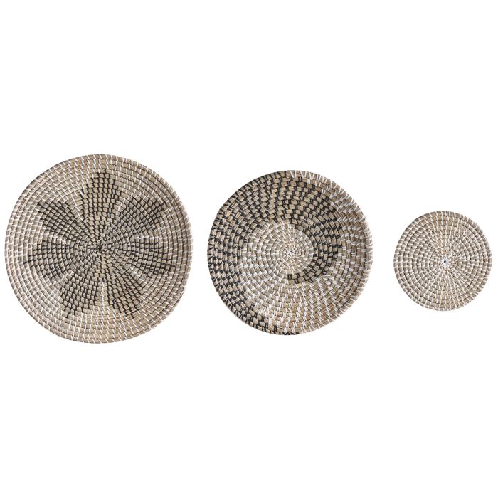 Set of 3 Seagrass Wall Decor Light CANTHO