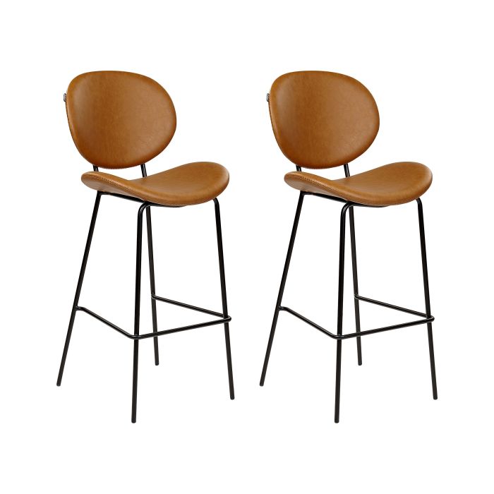 Set of 2 Faux Leather Bar Chairs Golden Brown LUANA