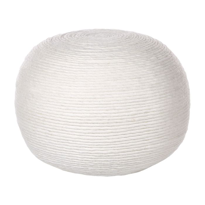 Wool Woven Pouffe White TAKHABI