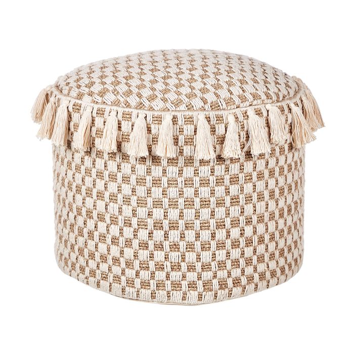 Wicker Pouffe âŒ€ 50 cm Beige PIRAK