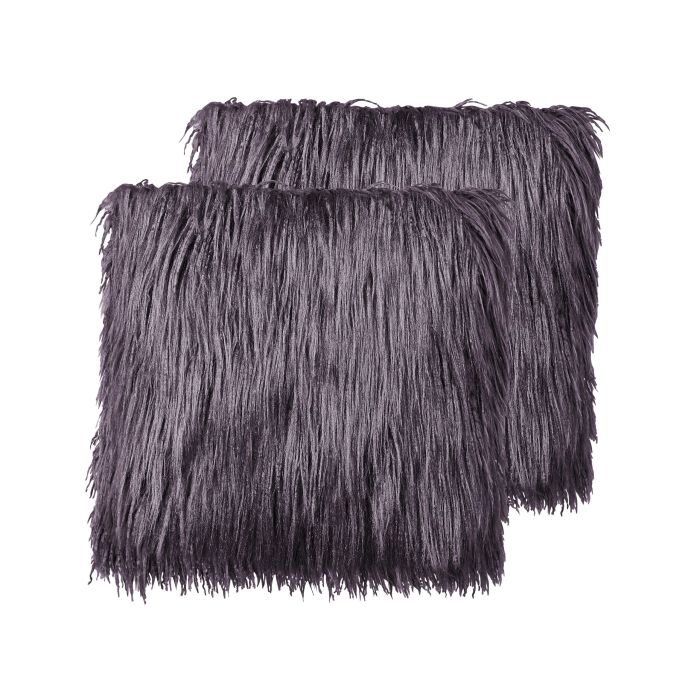 Set of 2 Faux Fur Cushions 45x45cm Dark Grey