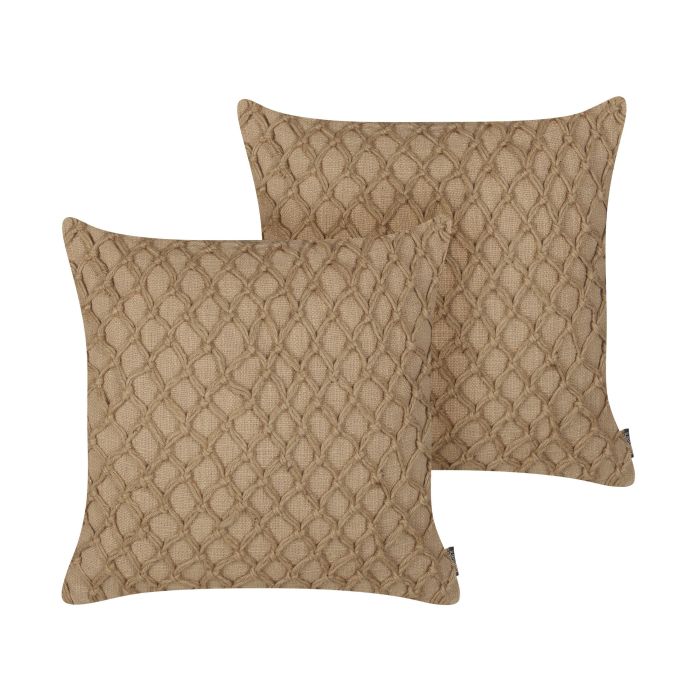 Set of 2 Cotton Cushions 45x45cm Beige