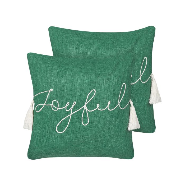 Set of 2 Cotton Cushions 45x45cm Green