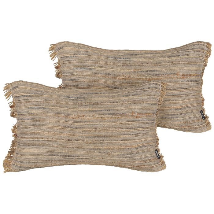 Set of 2 Jute Cushions 30x50cm Beige