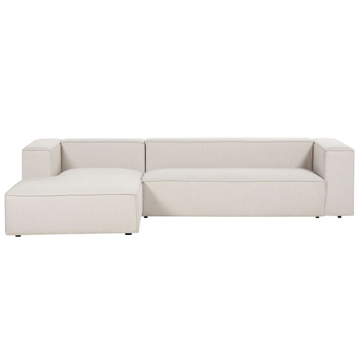 Right Hand 3 Seater Corner Sofa Beige VERNON