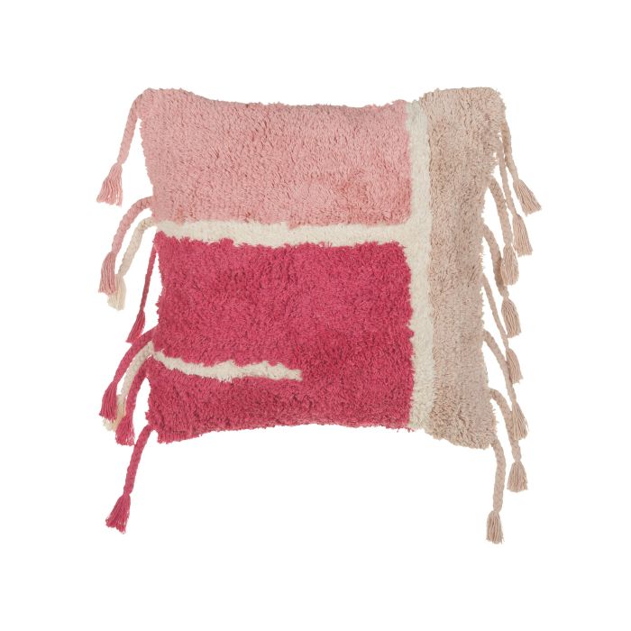 Tufted Cotton Cushion with Tassels 45x45cm Pink