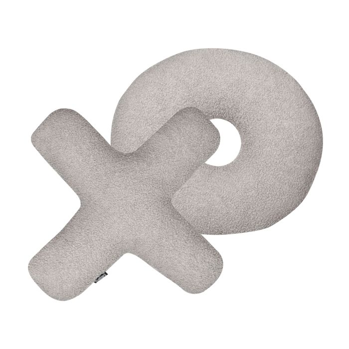 Set of 2 Teddy Letter Cushions Light Grey