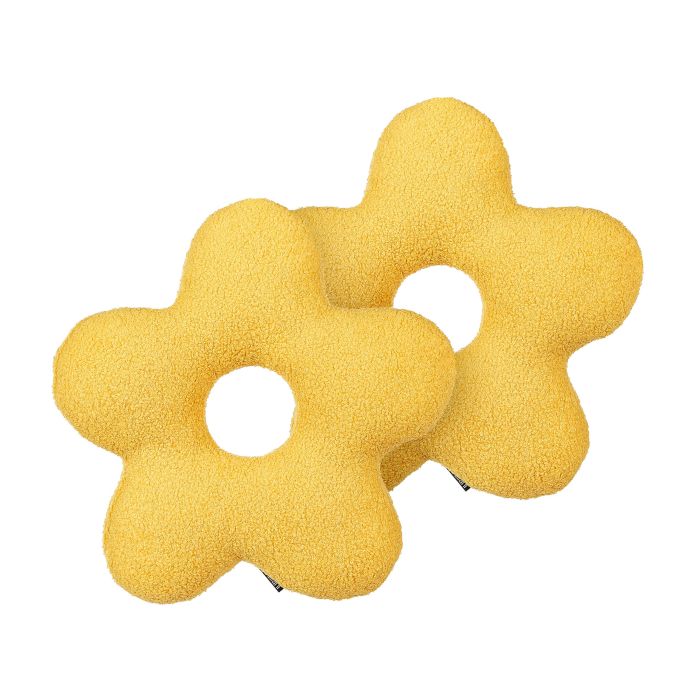 Set of 2 Teddy Cushions 40x40cm Yellow