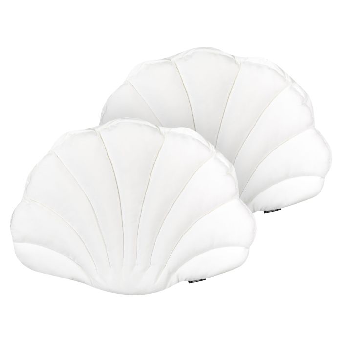 Set of 2 Velvet Seashell Cushions 47x35cm White
