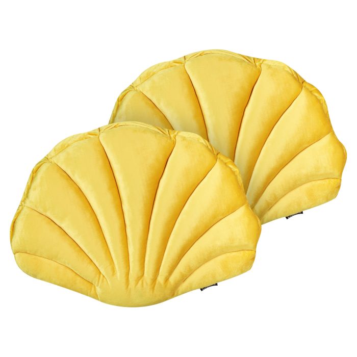 Set of 2 Velvet Seashell Cushions 47x35cm Yellow