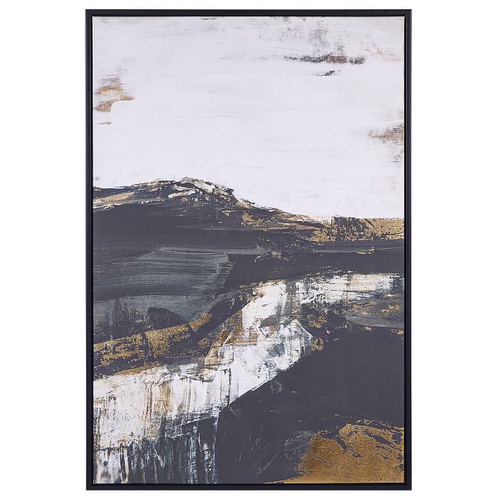 Abstract Framed Canvas Wall Art 63 x 93 cm Black and White STATTE