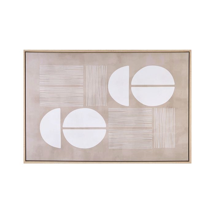 Abstract Framed Canvas Wall Art 63 x 93 cm Beige RACALE