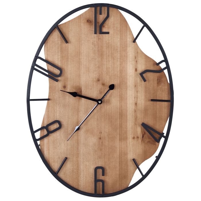 Iron Wall Clock 46x60cm Light Wood with Black