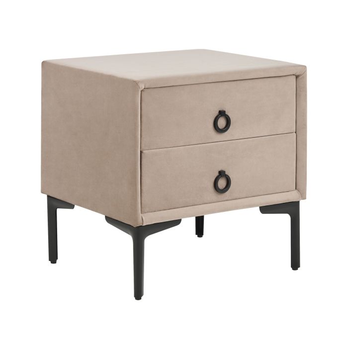 2 Drawer Velvet Bedside Table Taupe SEZANNE