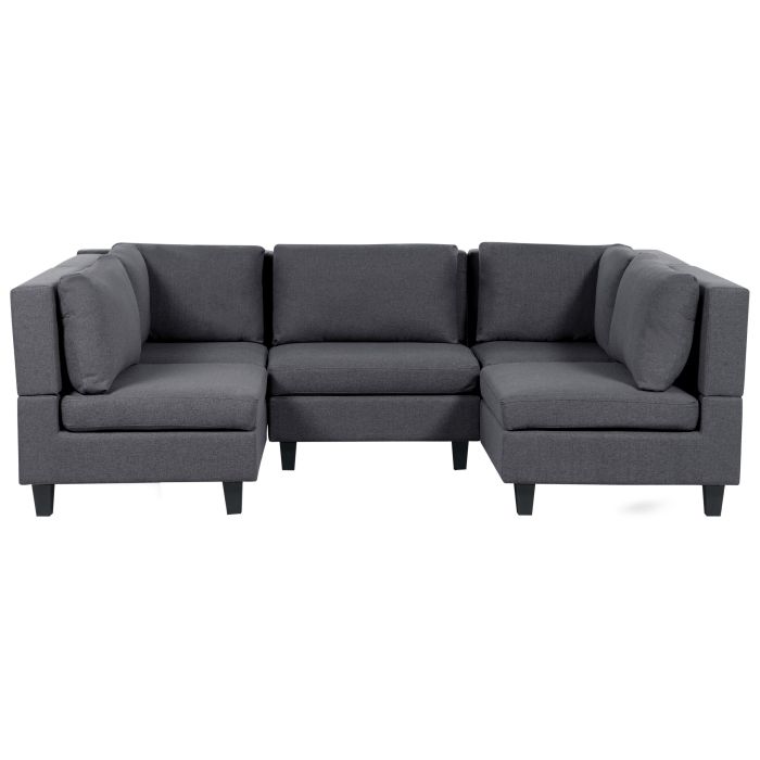 5-Seater Modular Fabric Sofa Dark Grey UNSTAD