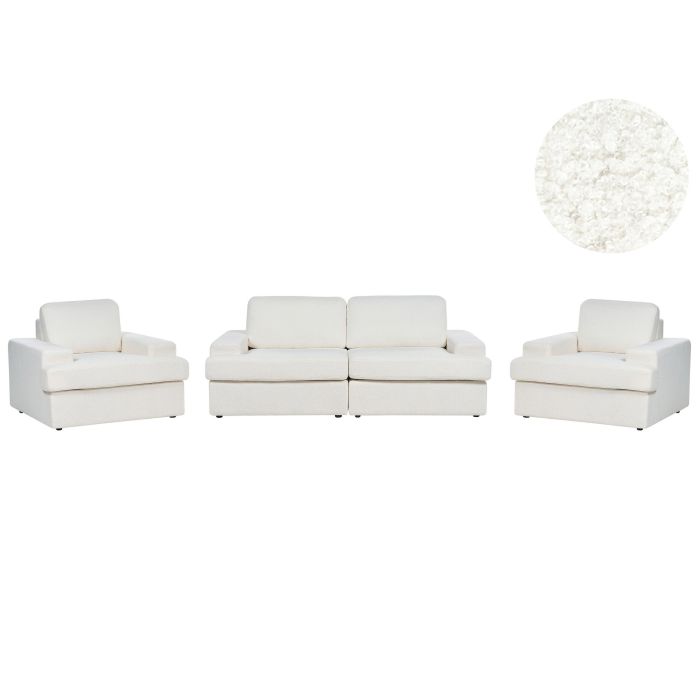 5 Seater Boucle Living Room Set White ALLA