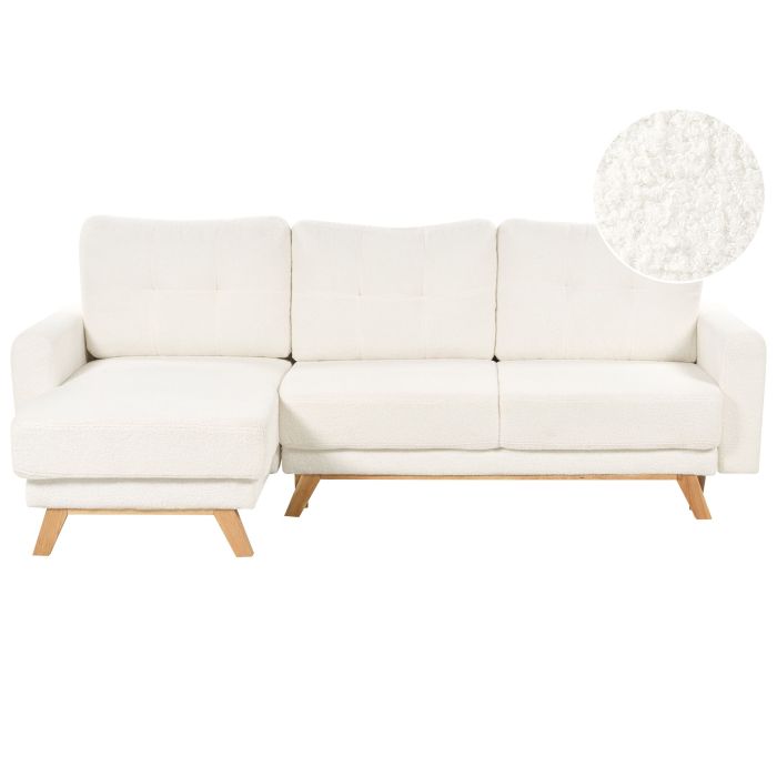 Right Hand Boucle Corner Sofa White SIRO