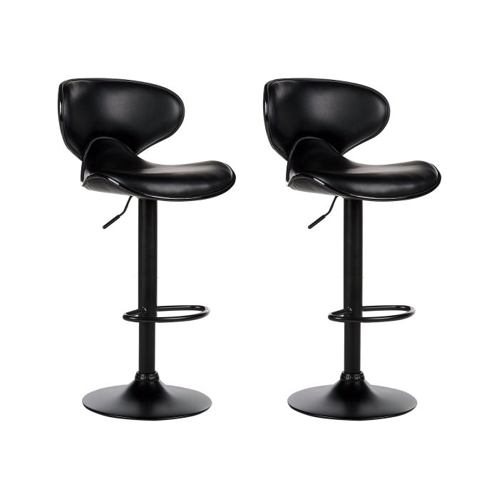 Set of 2 Faux Leather Swivel Bar Stools Black CONWAY II