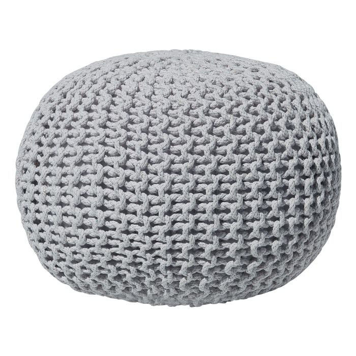 Cotton Knitted Pouffe 50 x 35 cm Light Grey CONRAD