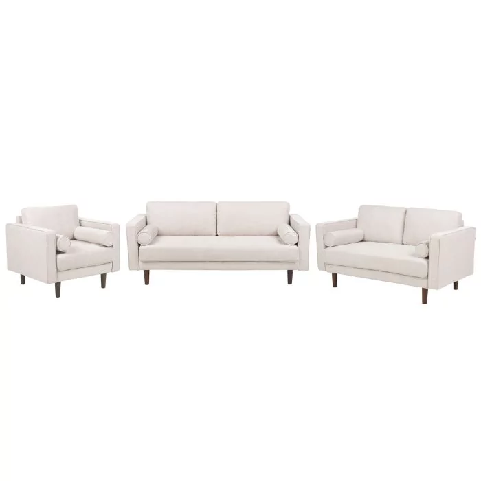 6 Seater Fabric Living Room Set Beige NURMO