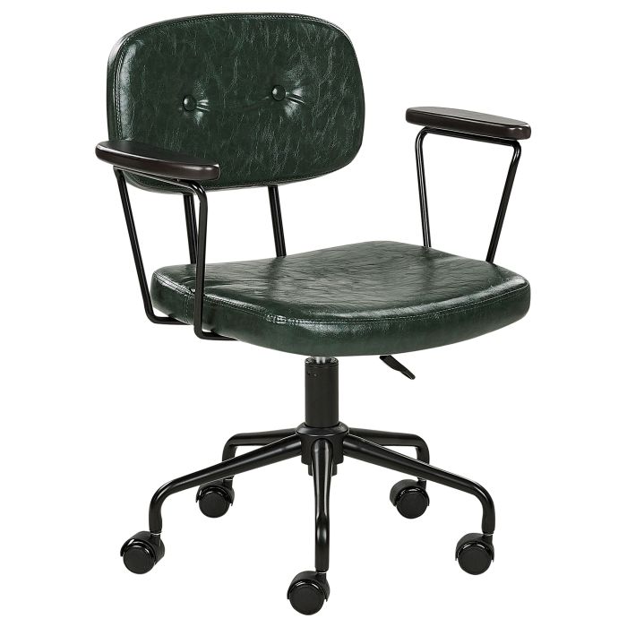 Faux Leather Desk Chair Dark Green ALGERITA