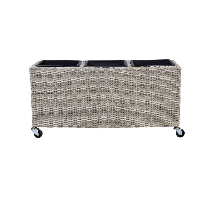 PE Rattan Wheeled Plant Pot Brown BELLIS