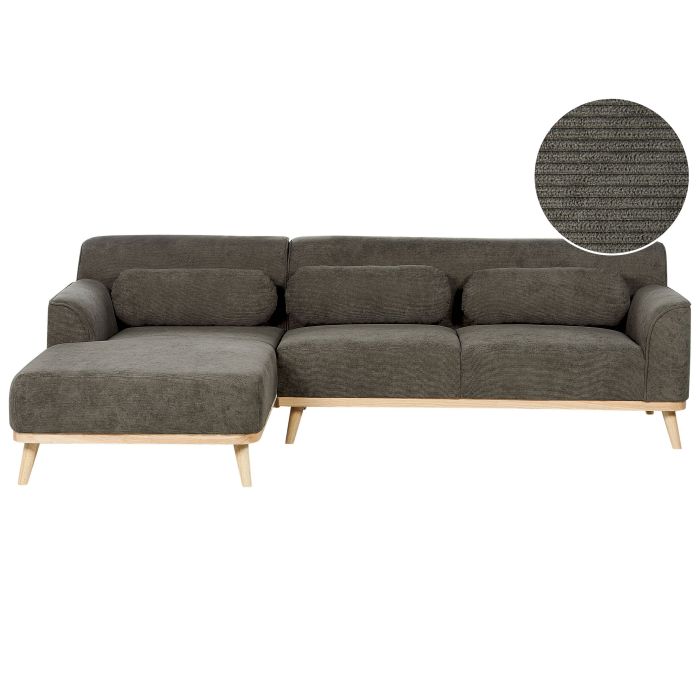 Right Hand Jumbo Cord Corner Sofa Dark Green SIMOS