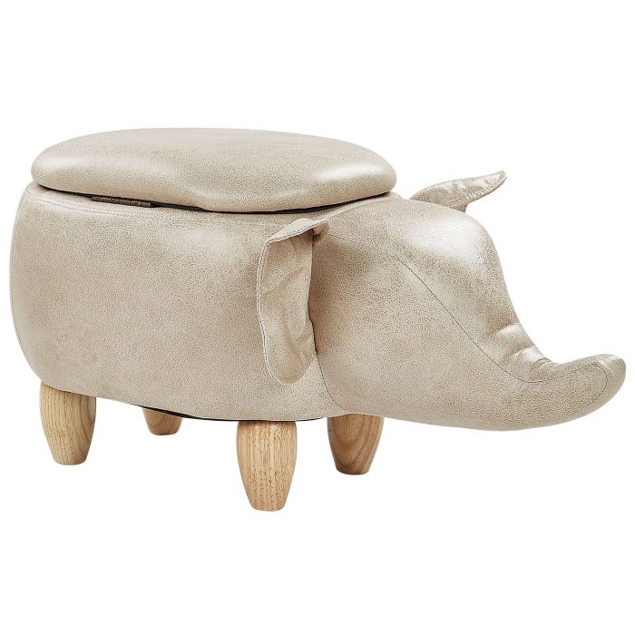 Faux Leather Storage Animal Stool Taupe ELEPHANT