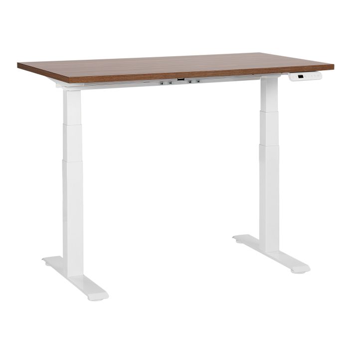 Electric Adjustable Standing Desk 120 x 72 cm Dark Wood and White DESTINES