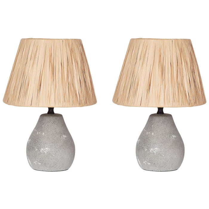 Set of 2 Ceramic Table Lamps Grey ARWADITO