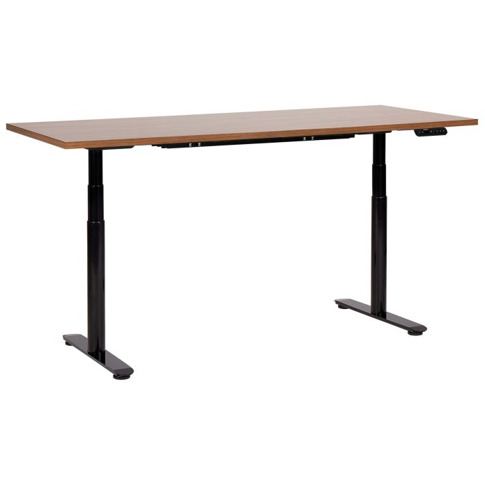 Electric Adjustable Standing Desk 180 x 80 cm Dark Wood and Black DESTINAS