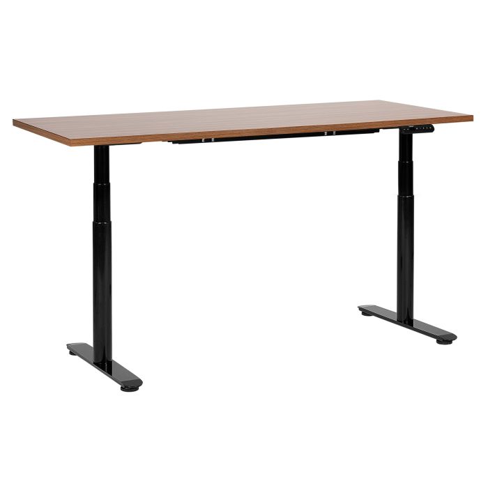 Electric Adjustable Standing Desk 160 x 72 cm Dark Wood and Black DESTINAS