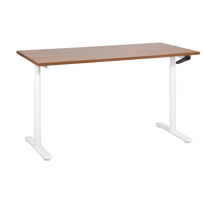 Adjustable Standing Desk 160 x 72 cm Dark Wood and White DESTINAS