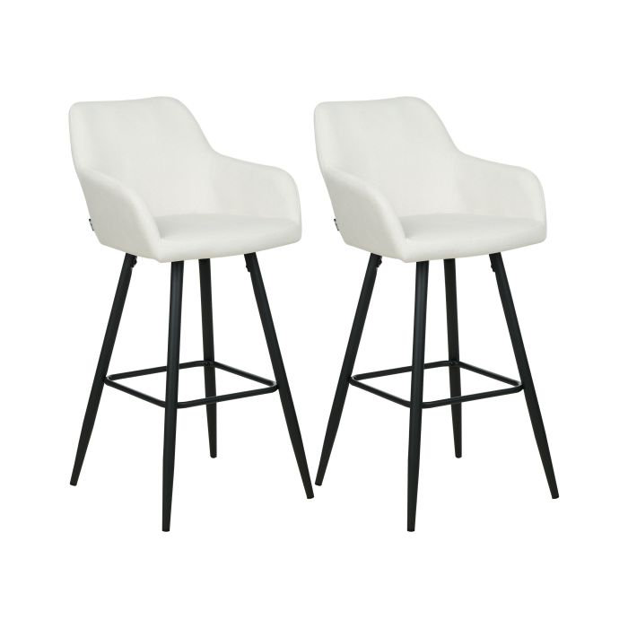 Set of 2 Velvet Bar Chairs Off-White CASMALIA