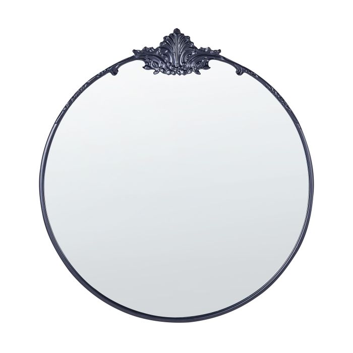 Round Metal Wall Mirror 67cm Black