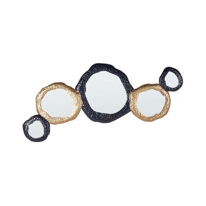 Metal Wall Mirror 109x44cm Gold and Black