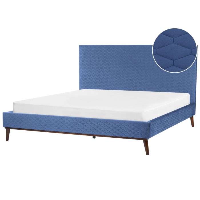 Velvet EU Super King Size Bed Blue BAYONNE