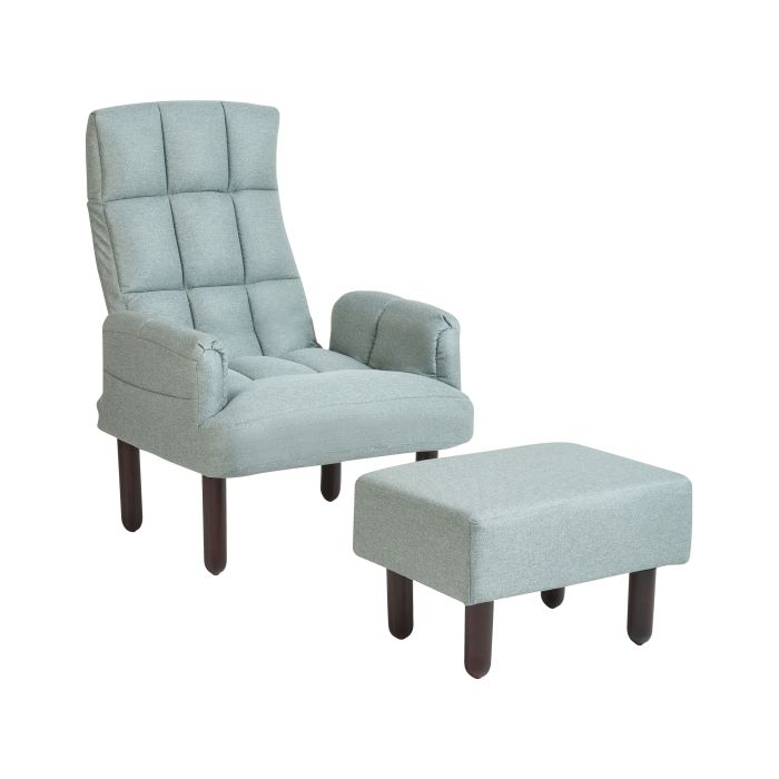 Linen Recliner Chair with Ottoman Mint Grey OLAND