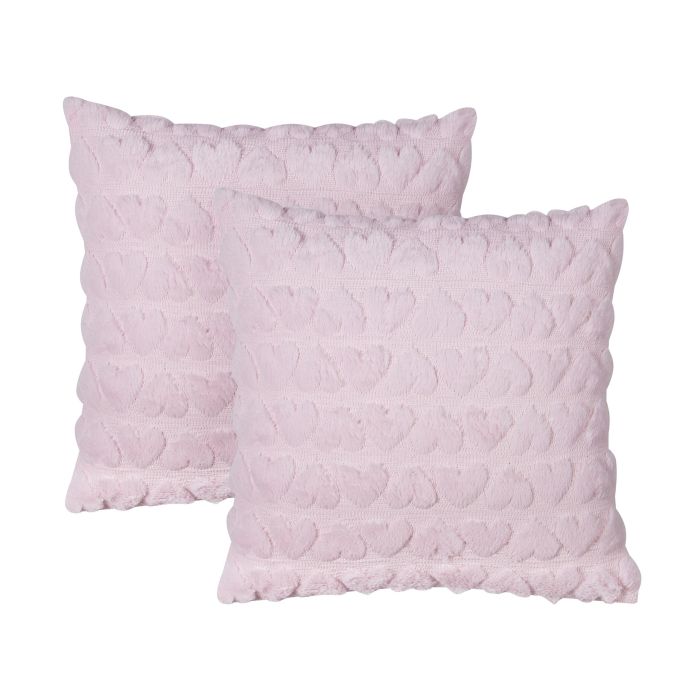Set of 2 Tufted Cushions Hearts Pattern 45x45cm Pink