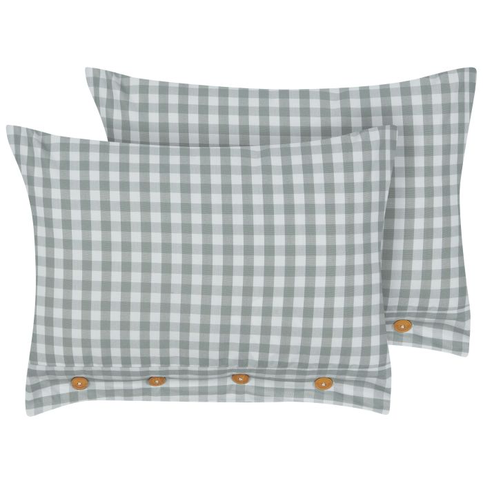 Set of 2 Cushions Chequered Pattern 40x60cm Green and White