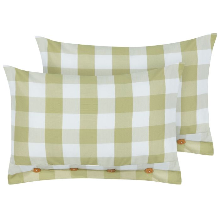 Set of 2 Cushions Checked 40x60cm Green
