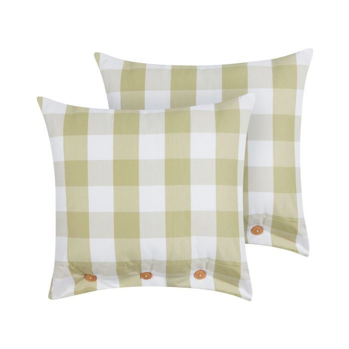 Set of 2 Cushions Checked 45x45cm Green